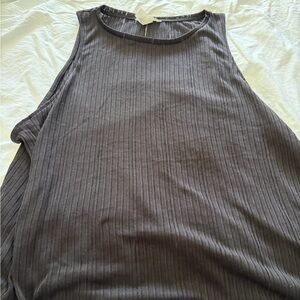 Black Sleeveless Sheer Ribbed Top